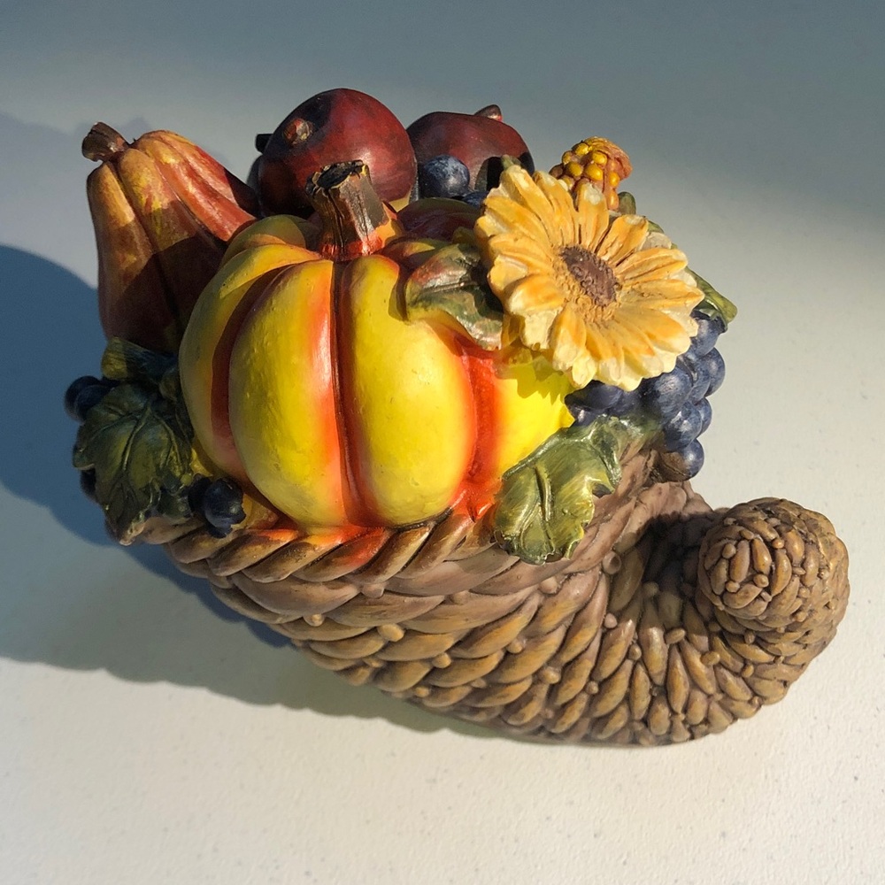 Fall Cornucopia Resin Tabletop Decor in fall colors